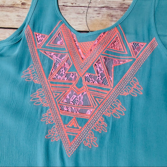 Lush Blue Tank Top 100% Rayon Medium - Picture 2 of 5